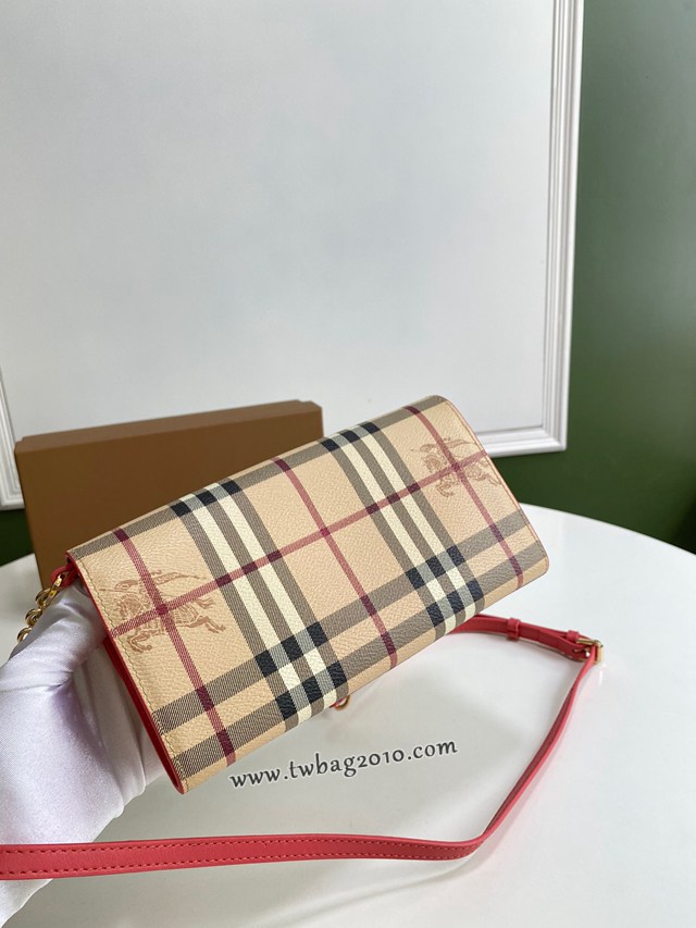Burberry專門店新款House格紋拼皮革錢夾 巴寶莉小型手袋斜挎錢包 yxb1312